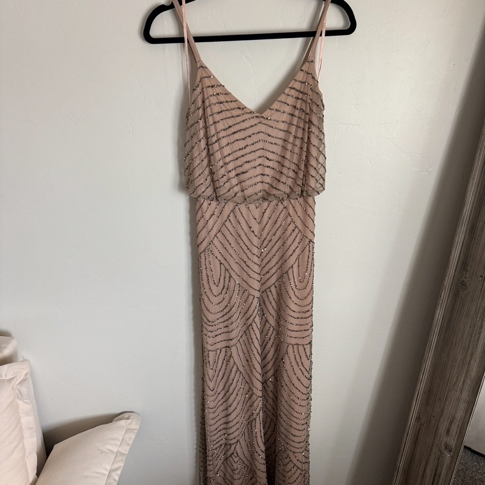 Adrianna Papell Blush Beaded Maxi Dress